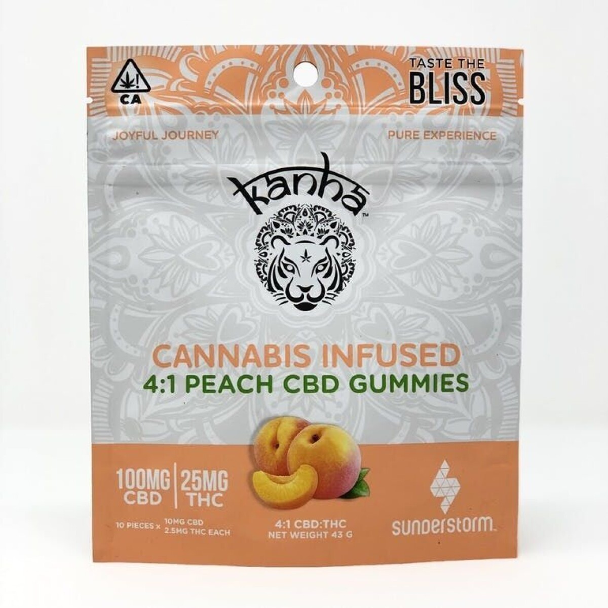 Kanha CBD Gummies Peach 4:1 CBD THC