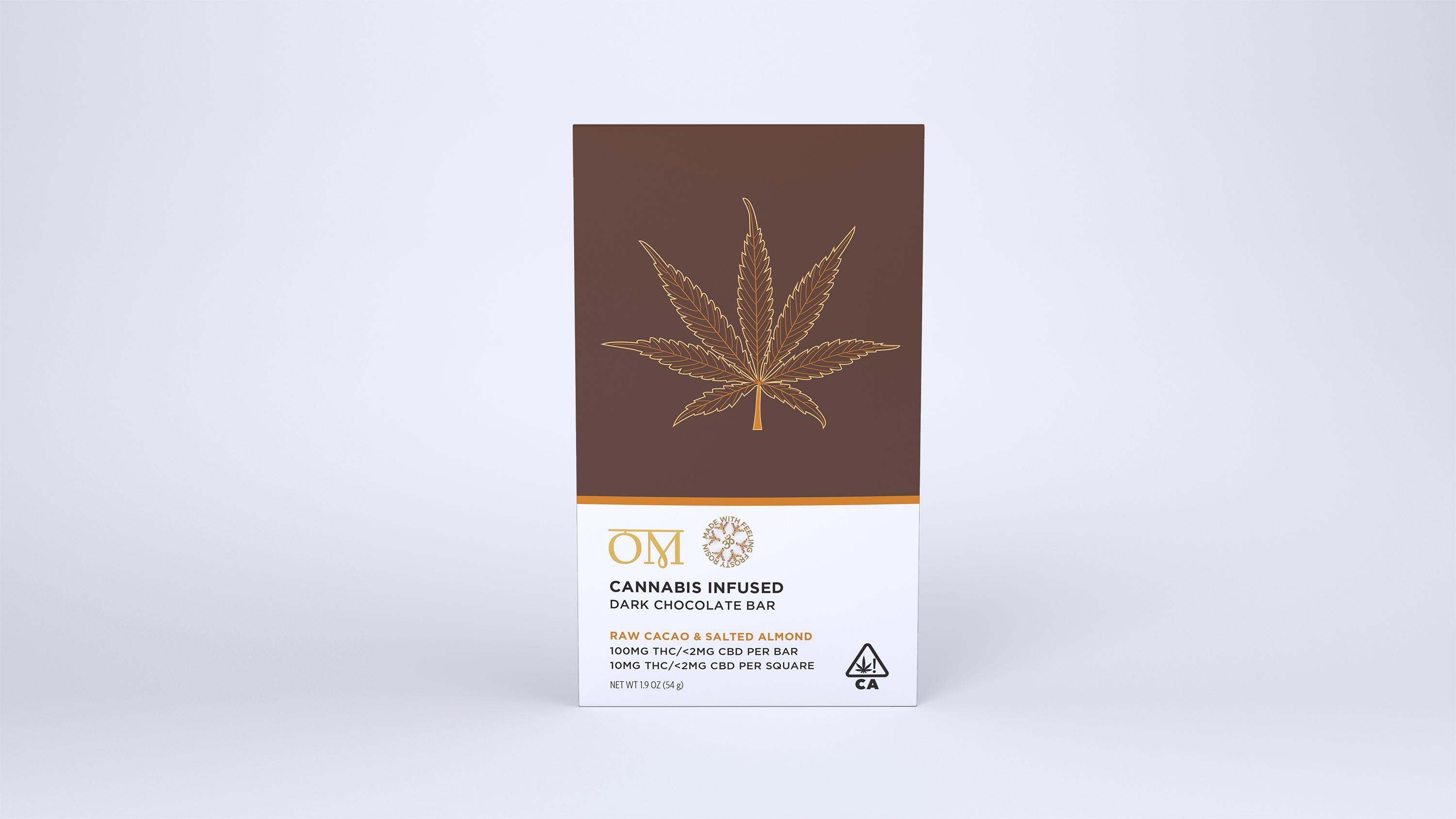 OM Dark Chocolate Raw Cacao with Salted Almonds Bar