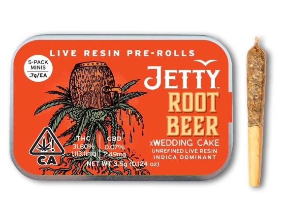 Jetty Live Resin Pre Roll Root Beer x Wedding Cake 5pk