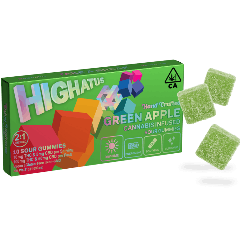 Highatus Sour Gummies 10Pk Green Apple CBD